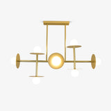 Strada Modern Starburst Chandelier with White Glass Globes and Metal Frame