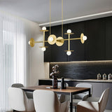 Strada Modern Starburst Chandelier with White Glass Globes and Metal Frame