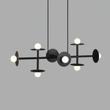 Strada Modern Starburst Chandelier with White Glass Globes and Metal Frame