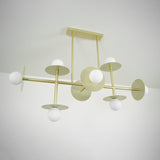 Strada Modern Starburst Chandelier with White Glass Globes and Metal Frame