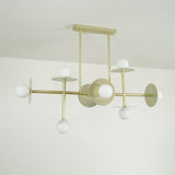 Strada Modern Starburst Chandelier with White Glass Globes and Metal Frame