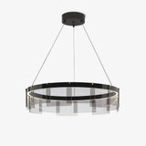 Stratos Modern LED Glass Ceiling Chandelier with Curved Panes for Luxury Dining Spaces