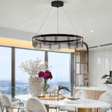 Stratos Modern LED Glass Ceiling Chandelier with Curved Panes for Luxury Dining Spaces