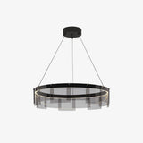 Stratos Modern LED Glass Ceiling Chandelier with Curved Panes for Luxury Dining Spaces