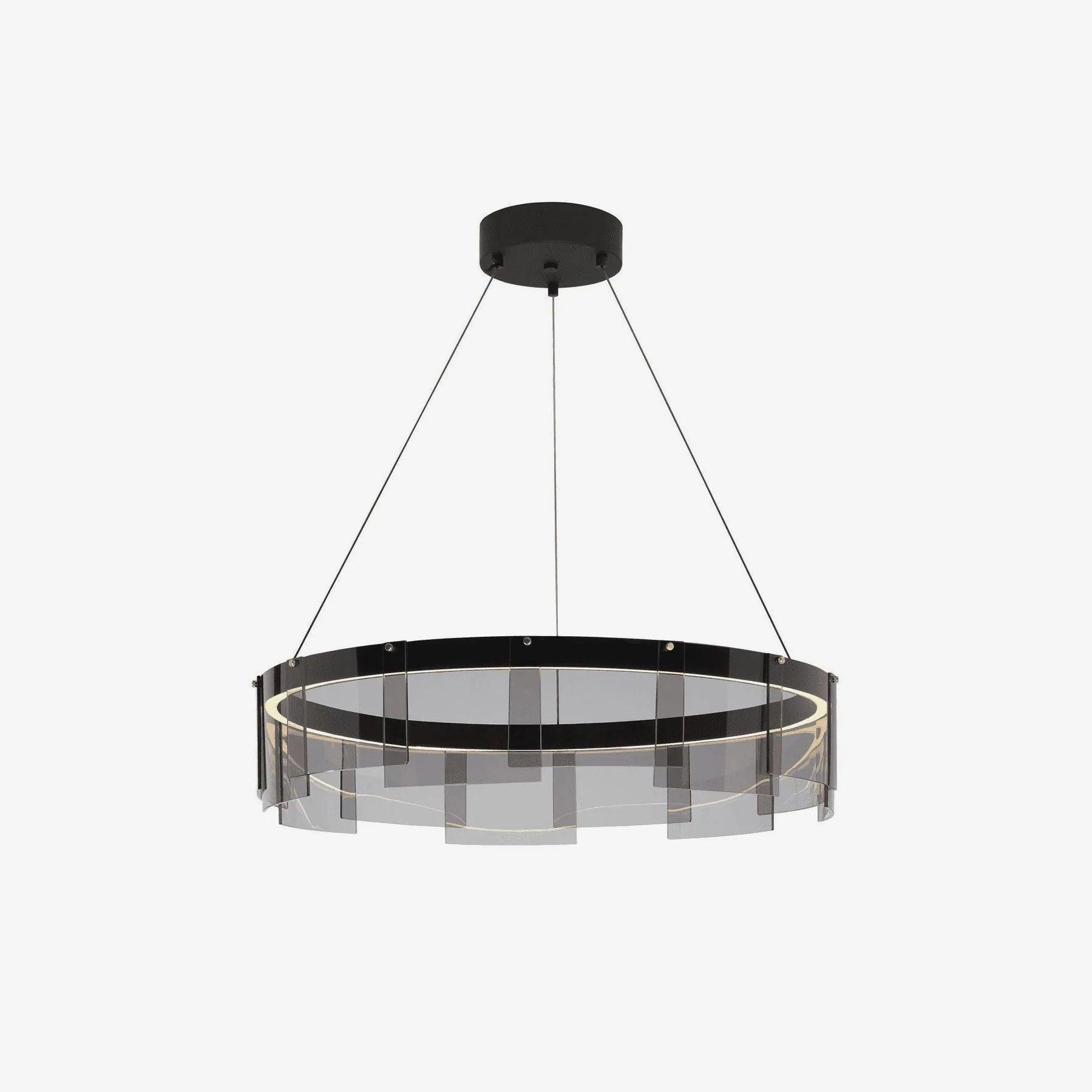 Stratos Modern LED Glass Ceiling Chandelier with Curved Panes for Luxury Dining Spaces