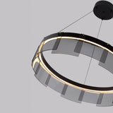Stratos Modern LED Glass Ceiling Chandelier with Curved Panes for Luxury Dining Spaces