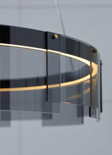 Stratos Modern LED Glass Ceiling Chandelier with Curved Panes for Luxury Dining Spaces