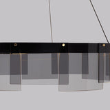Stratos Modern LED Glass Ceiling Chandelier with Curved Panes for Luxury Dining Spaces