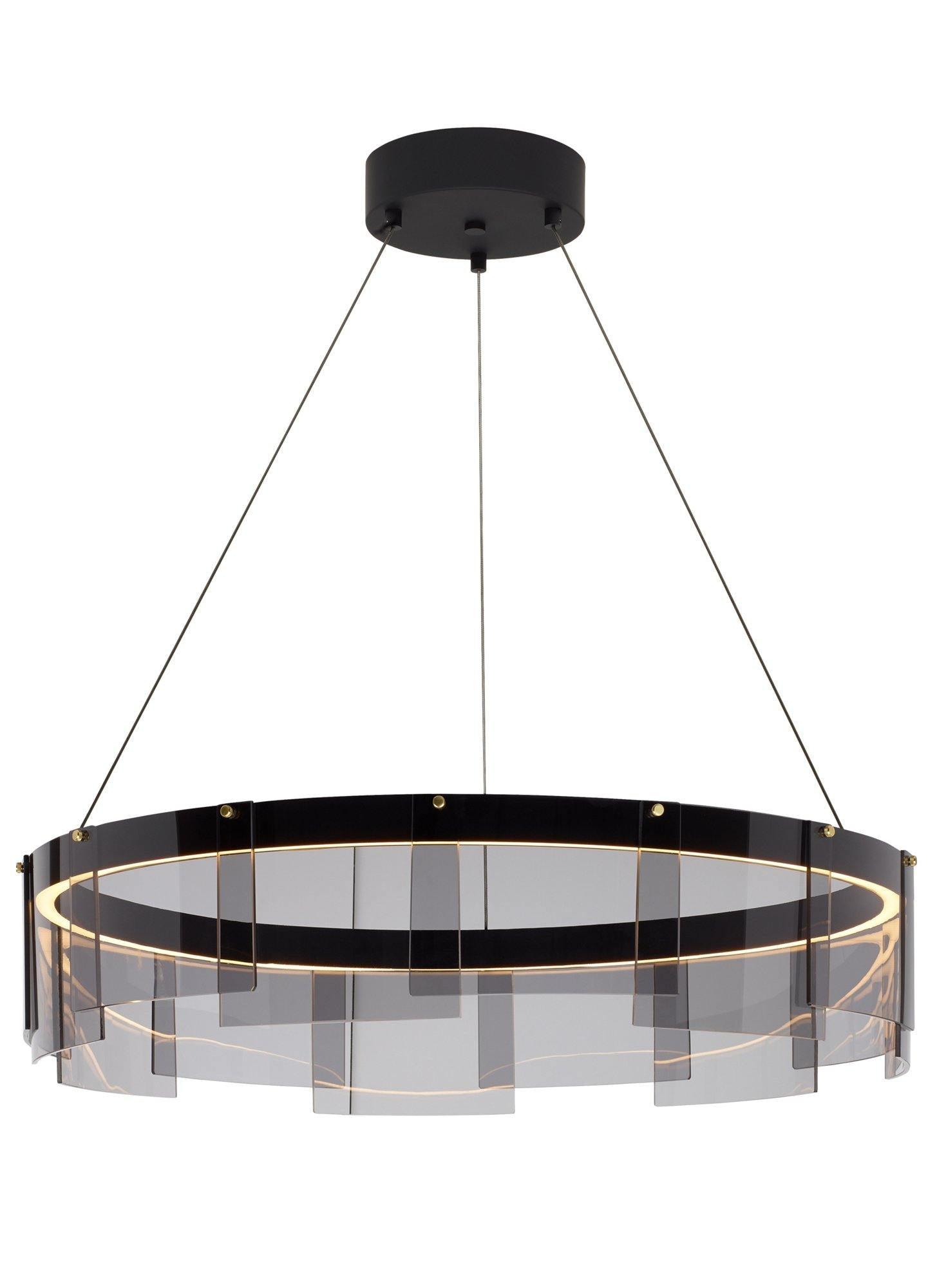 Stratos Modern LED Glass Ceiling Chandelier with Curved Panes for Luxury Dining Spaces