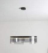Stratos Modern LED Glass Ceiling Chandelier with Curved Panes for Luxury Dining Spaces