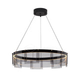 Stratos Modern LED Glass Ceiling Chandelier with Curved Panes for Luxury Dining Spaces