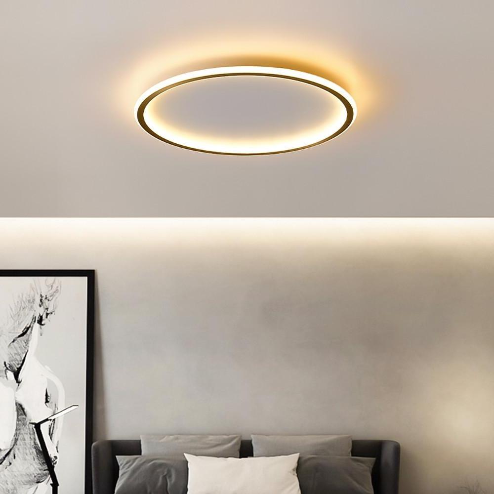 Modern Round LED Ceiling Light Ultra Thin Black Flush Mount Fixture for Bedrooms