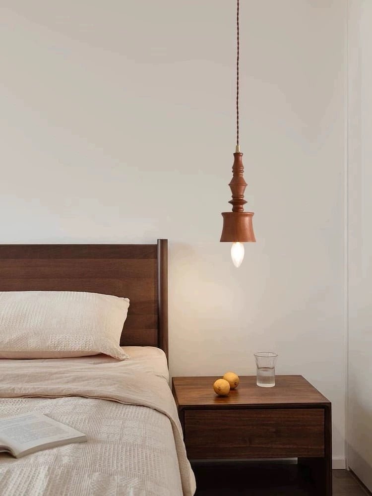 Sumally Natural Walnut Wood Pendant Light Modern Minimalist Drop Lamp Fixture