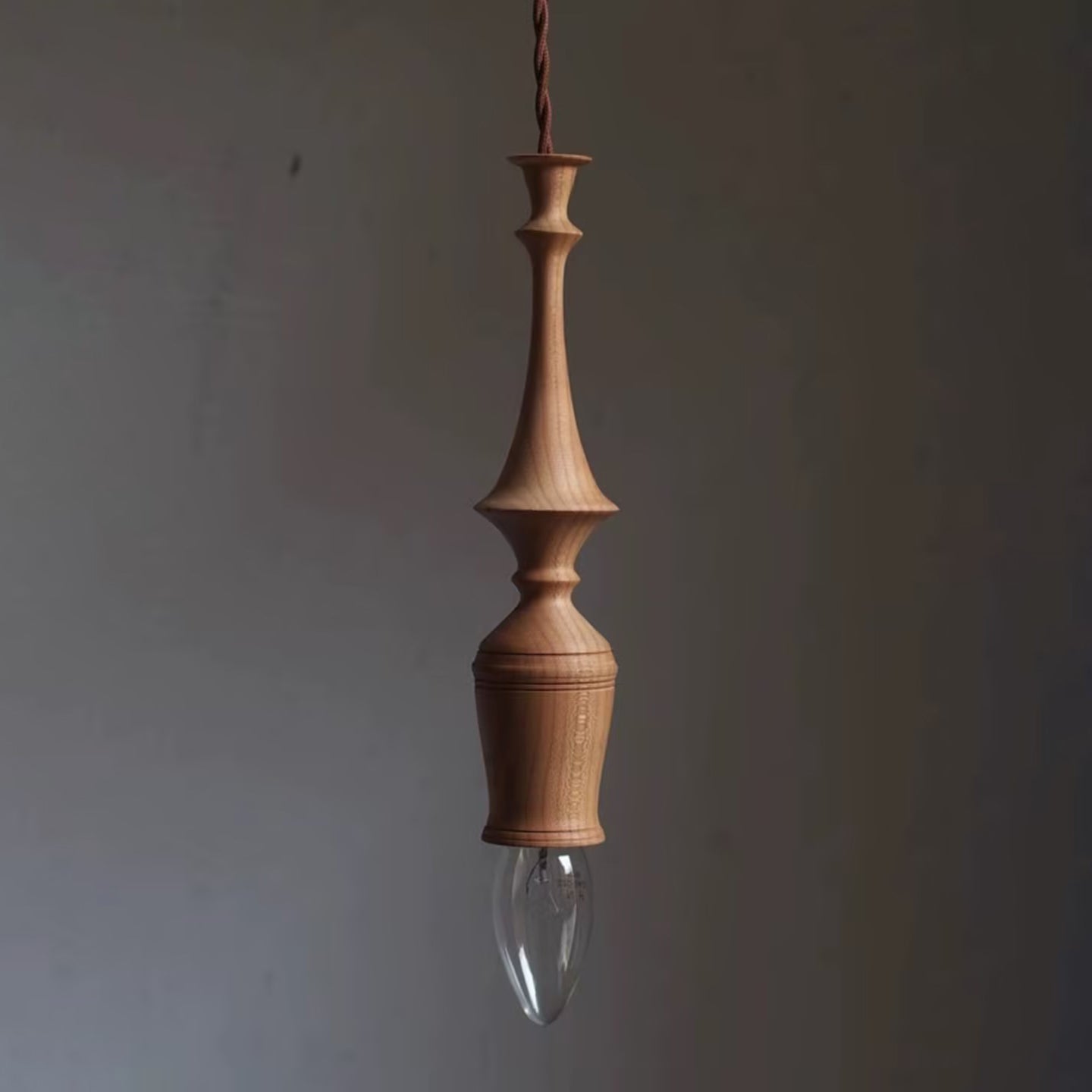 Sumally Natural Walnut Wood Pendant Light Modern Minimalist Drop Lamp Fixture