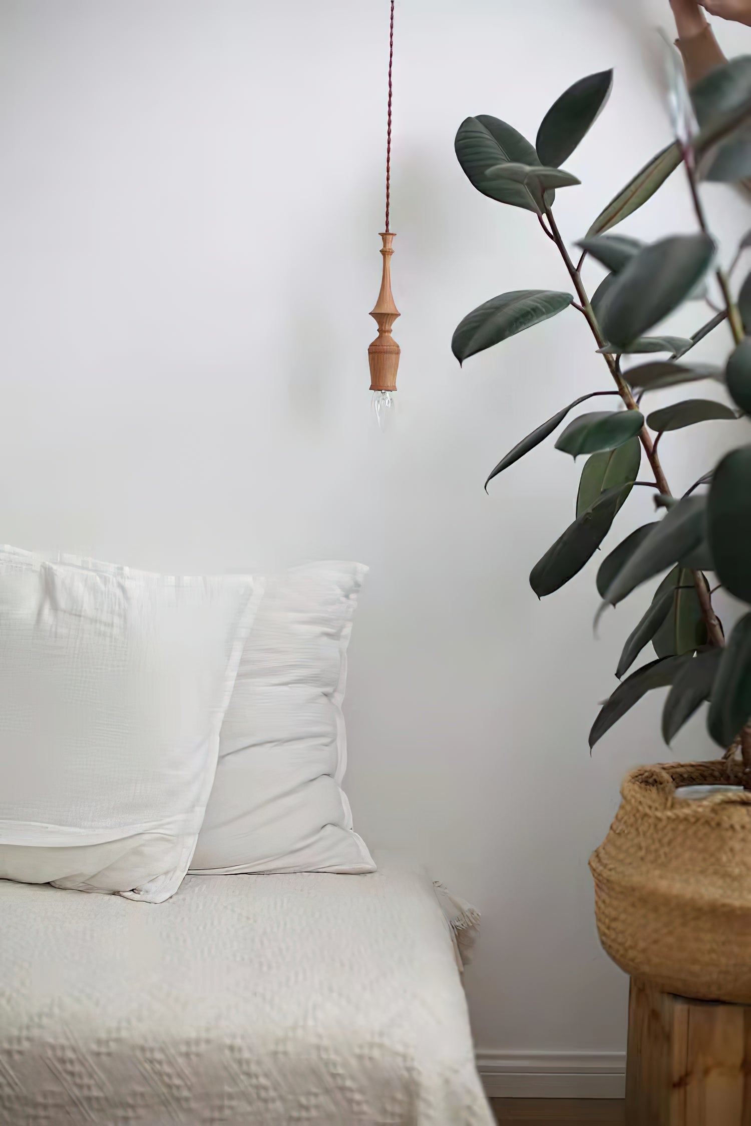 Sumally Natural Walnut Wood Pendant Light Modern Minimalist Drop Lamp Fixture