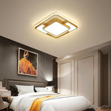 Modern Geometric Square LED Flush Mount Ceiling Light Fixture for Bedroom Living Room and Office