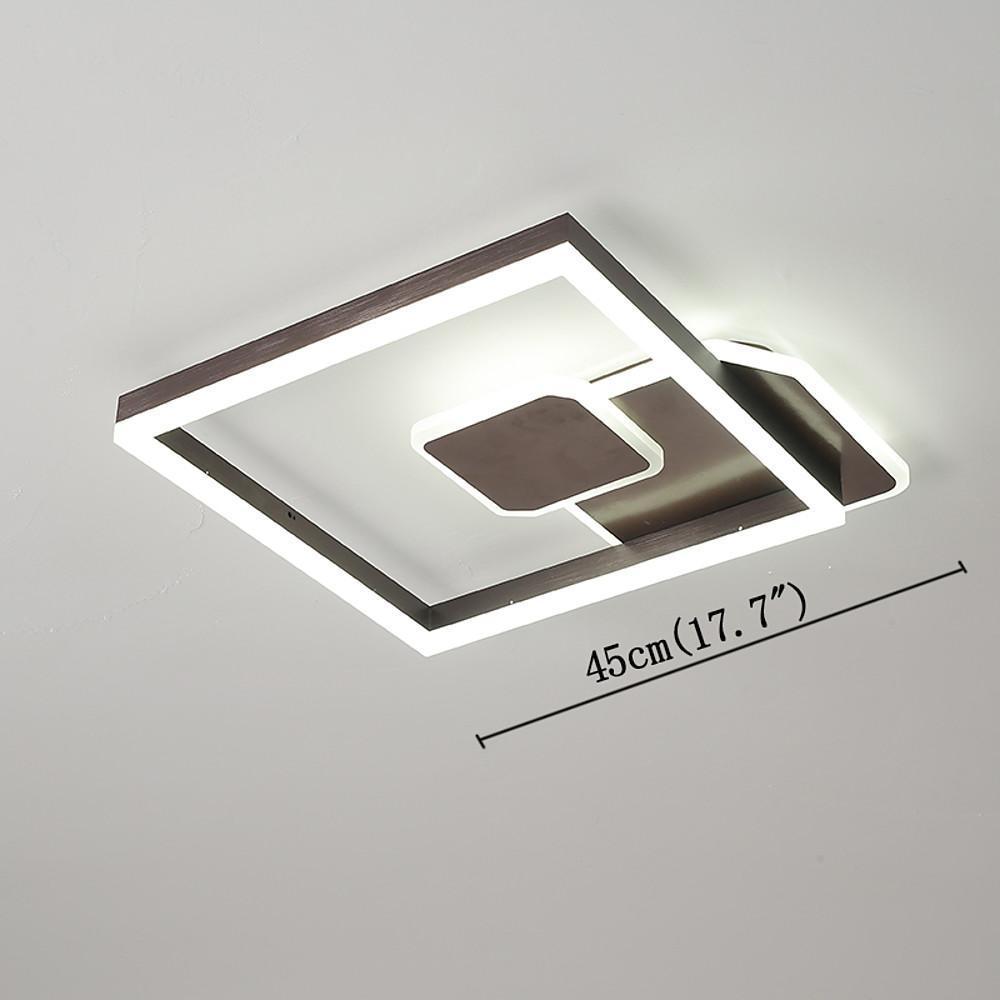 Modern Geometric Square Dimmable LED Flush Mount Ceiling Light Fixture for Living Room Bedroom Gold Coffee