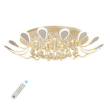 Modern Flower Crystal LED Flush Mount Ceiling Light Dimmable Chandelier for Living Room