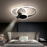 Modern Black Ring LED Flush Mount Ceiling Light with Integrated Spotlights for Living Room