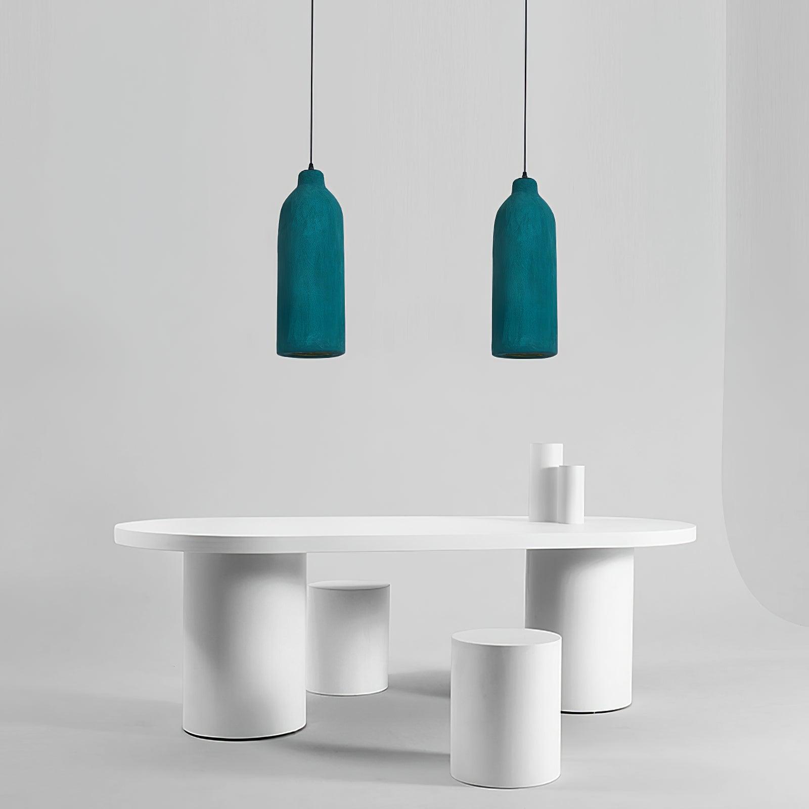 Tega Dark Green Textured Pendant Light Modern High Density Indoor Hanging Lamp