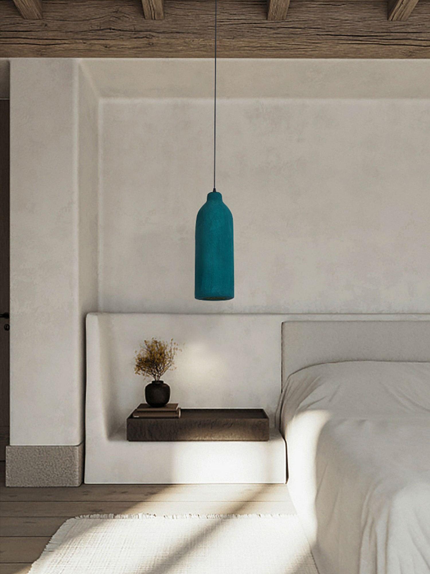 Tega Dark Green Textured Pendant Light Modern High Density Indoor Hanging Lamp