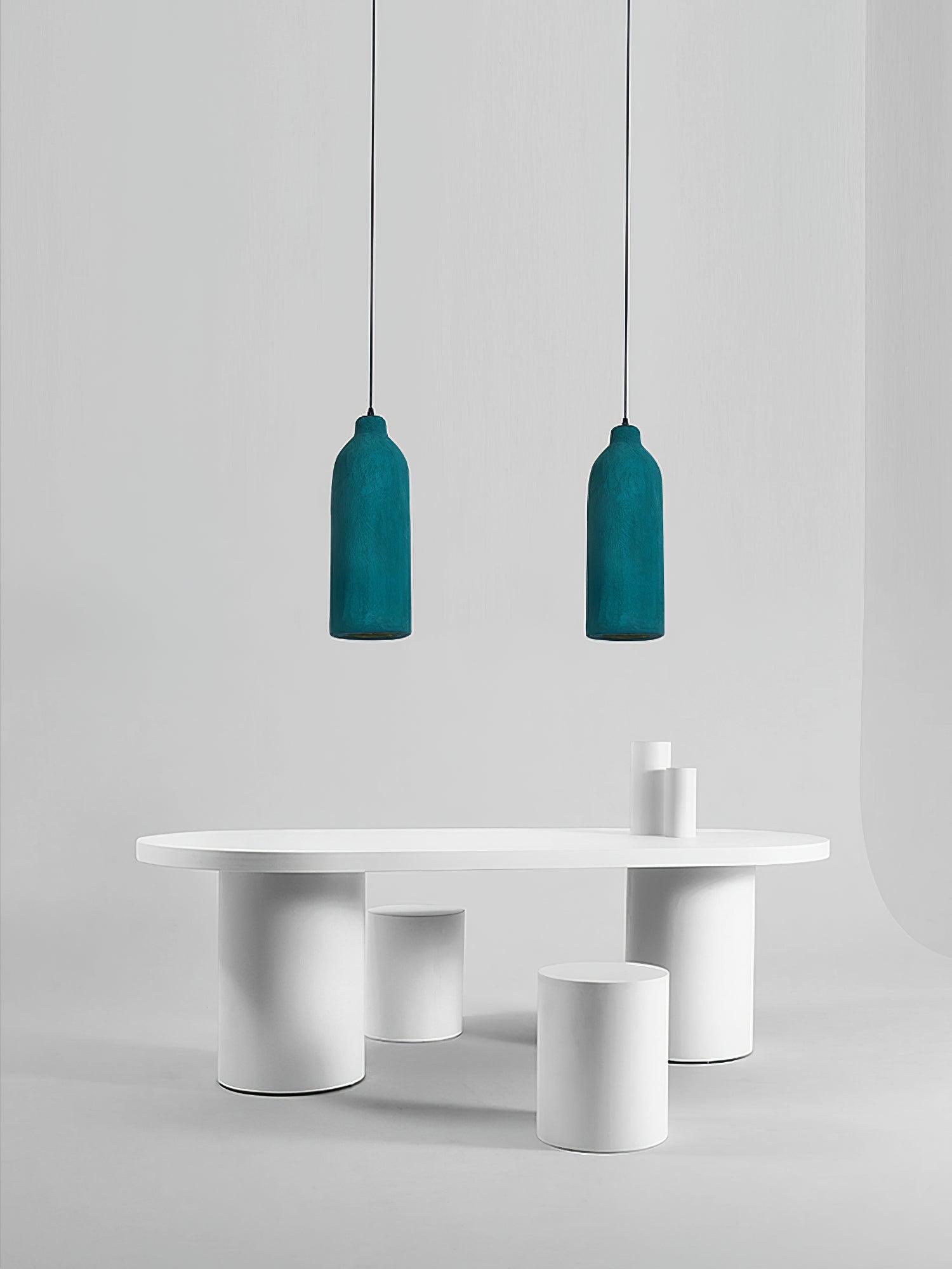 Tega Dark Green Textured Pendant Light Modern High Density Indoor Hanging Lamp