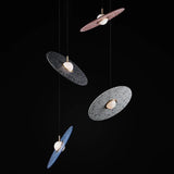 Terrazzo and Brass Planet Pendant Light with Opaque Glass Globe for Modern Interiors