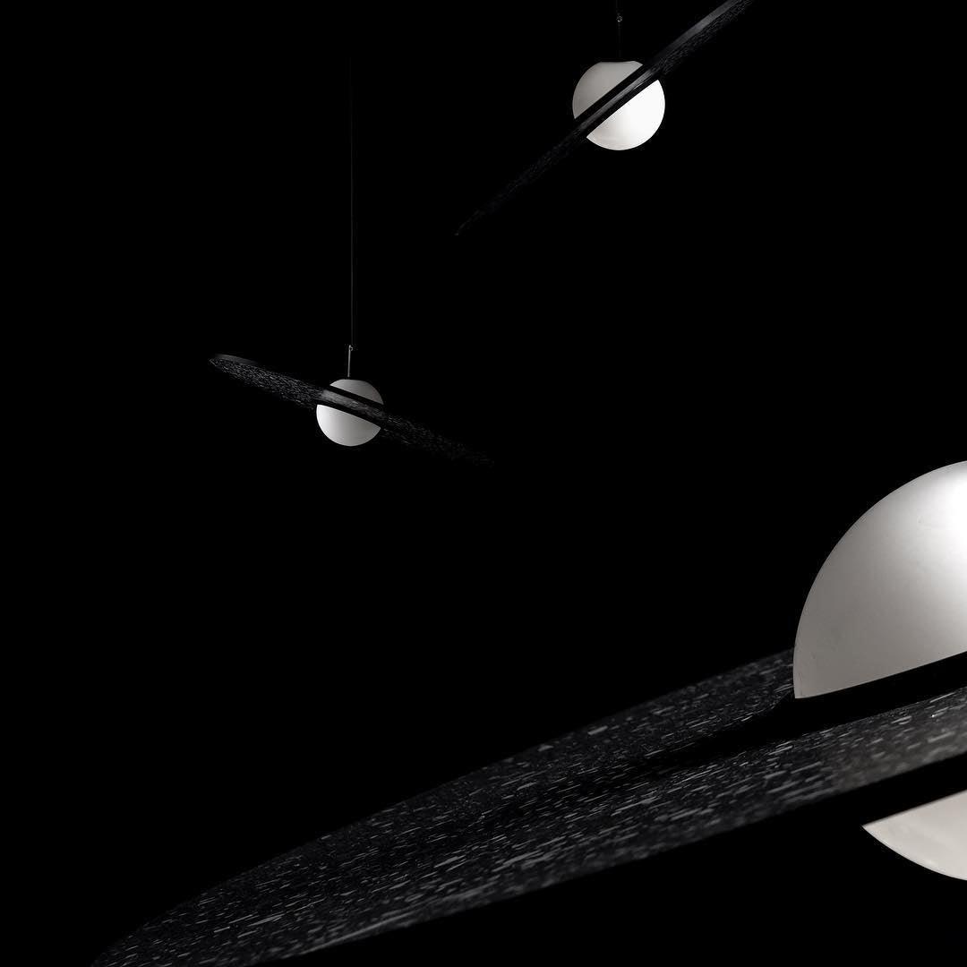 Terrazzo and Brass Planet Pendant Light with Opaque Glass Globe for Modern Interiors
