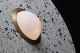 Terrazzo and Brass Planet Pendant Light with Opaque Glass Globe for Modern Interiors