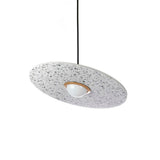 Terrazzo and Brass Planet Pendant Light with Opaque Glass Globe for Modern Interiors