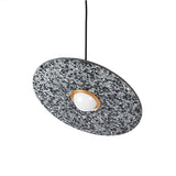 Terrazzo and Brass Planet Pendant Light with Opaque Glass Globe for Modern Interiors