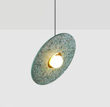 Terrazzo and Brass Planet Pendant Light with Opaque Glass Globe for Modern Interiors