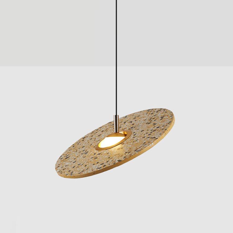 Terrazzo and Brass Planet Pendant Light with Opaque Glass Globe for Modern Interiors