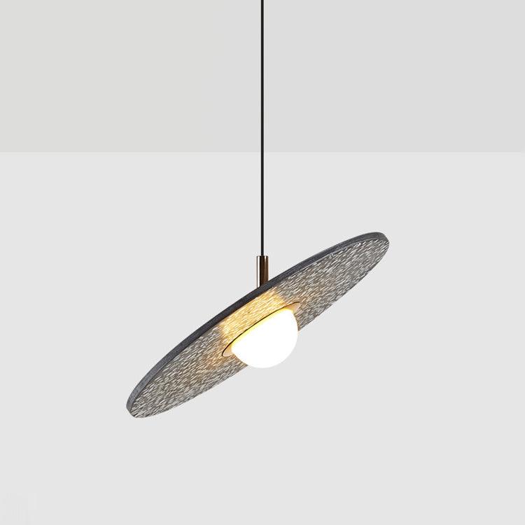 Terrazzo and Brass Planet Pendant Light with Opaque Glass Globe for Modern Interiors
