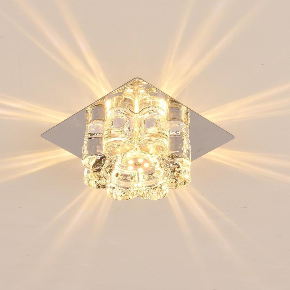 Modern Flower Shaped Crystal LED Flush Mount Ceiling Light for Hallway and Bedroom
