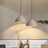 Textured Grey Ceramic Pendant Lamp Wabi Sabi Retro Rustic Hanging Light Fixture