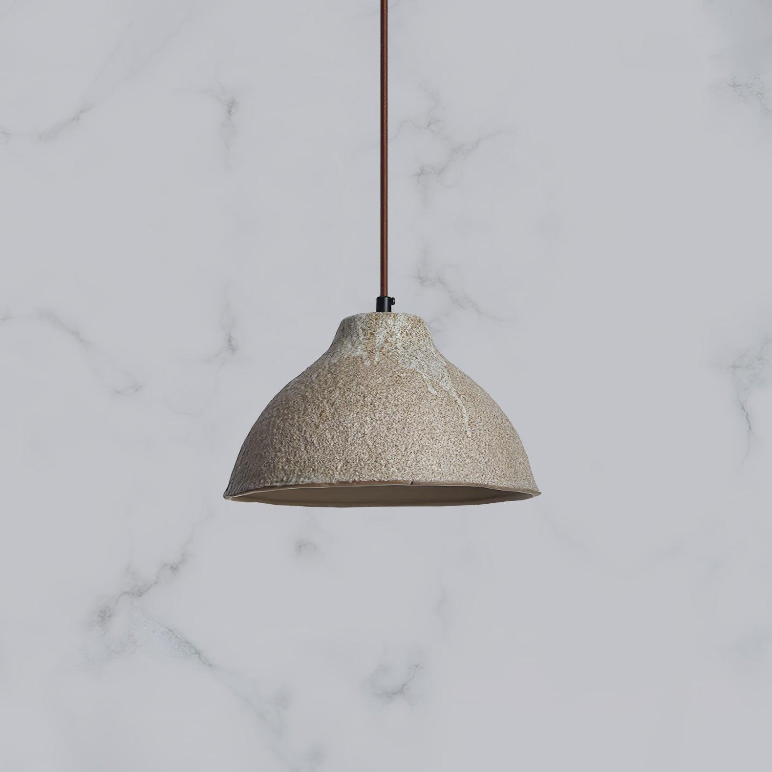Textured Grey Ceramic Pendant Lamp Wabi Sabi Retro Rustic Hanging Light Fixture