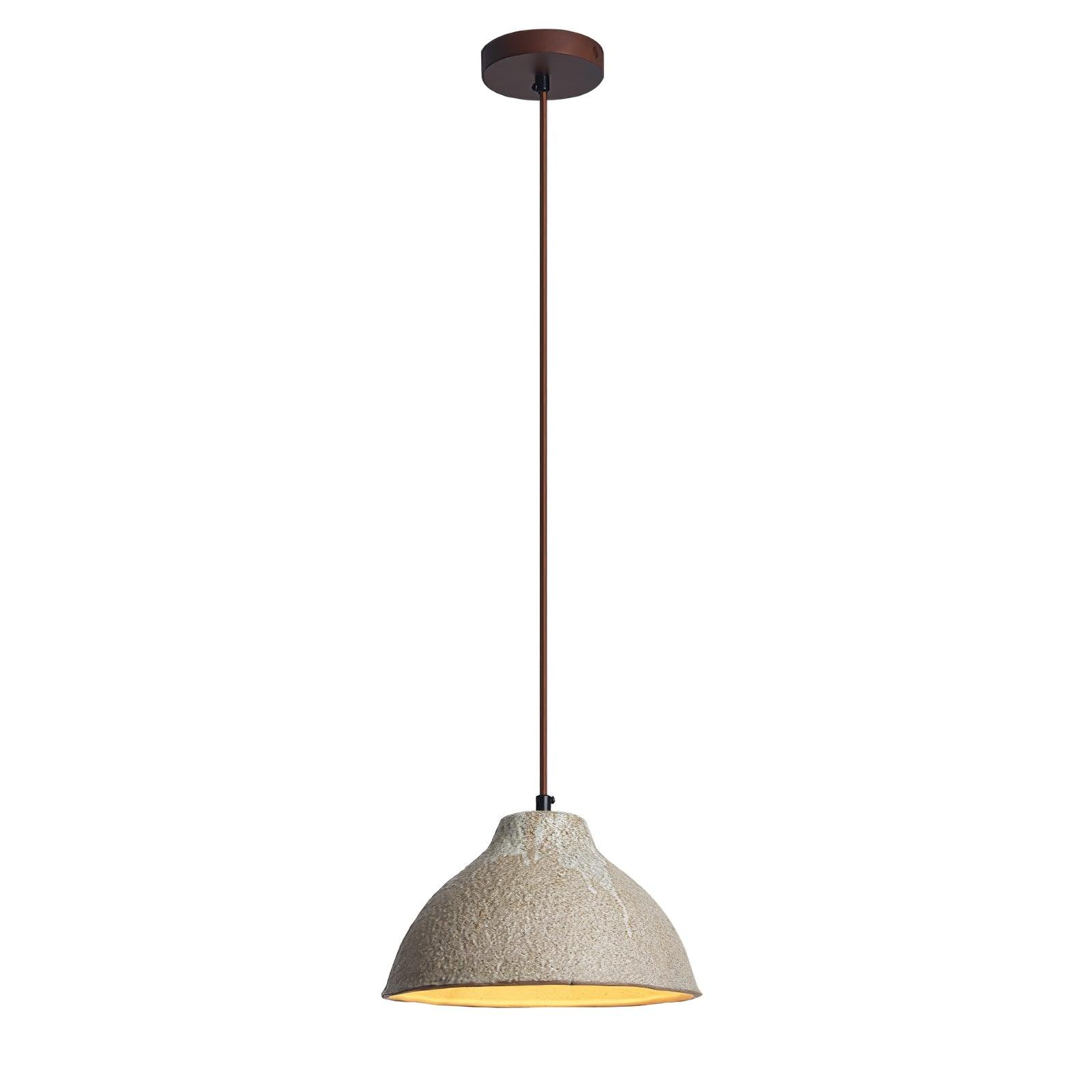 Textured Grey Ceramic Pendant Lamp Wabi Sabi Retro Rustic Hanging Light Fixture