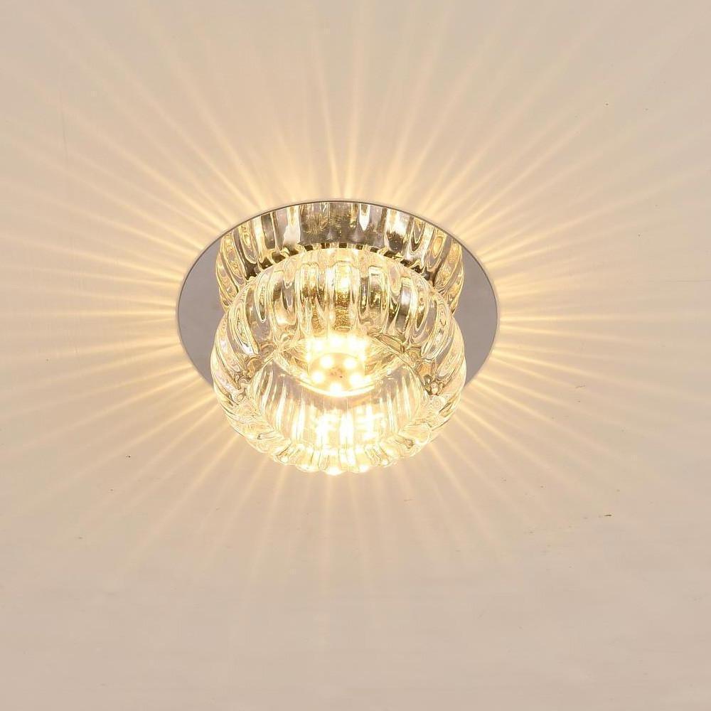 Modern Crystal Geometric LED Flush Mount Ceiling Light for Kitchen and Entryway