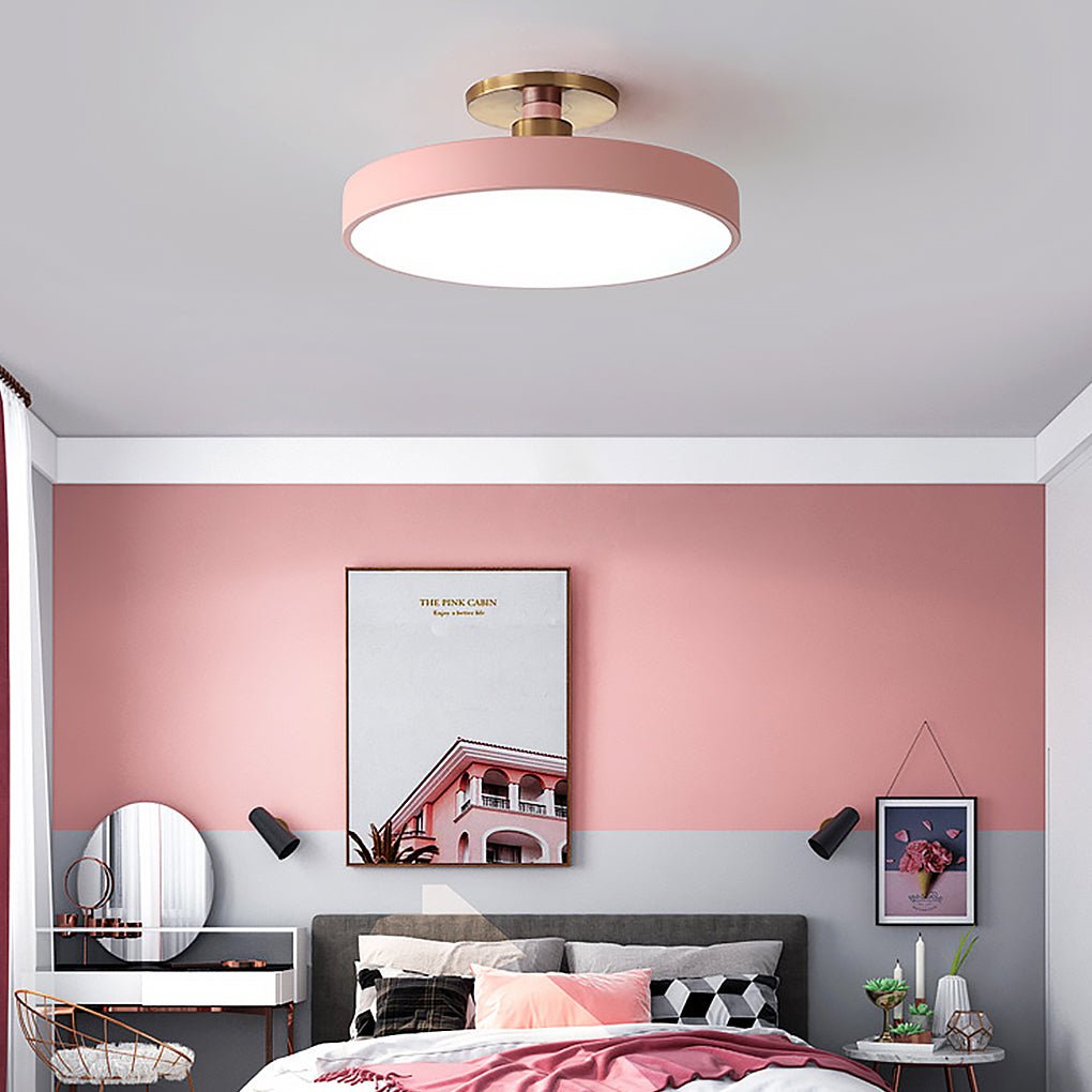 Modern 16 Inch Round LED Flush Mount Ceiling Light Circular Metal Fixture for Home Lighting
