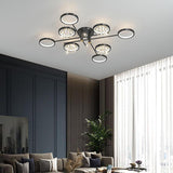 Modern Nordic Geometric Crystal LED Flush Mount Ceiling Light for Luxury Living Room Decor