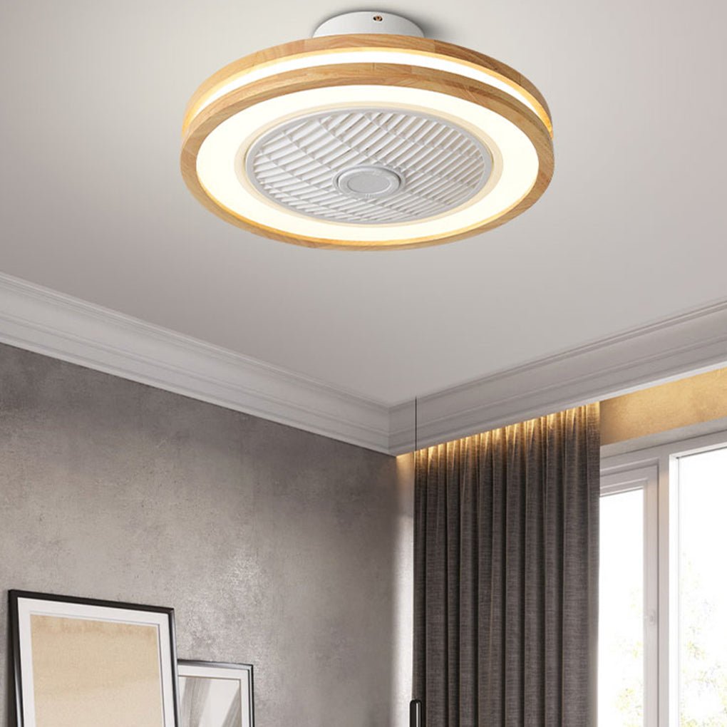 Modern Bladeless Ceiling Fan with 72W Integrated LED Light and Remote Control for Bedroom Living Room