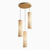 Three Light Bamboo Cylinder Pendant Light Cluster for Farmhouse Kitchen Island Linear and Staggered