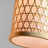 Three Light Bamboo Cylinder Pendant Light Cluster for Farmhouse Kitchen Island Linear and Staggered