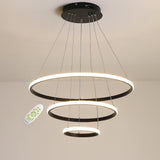 Three Ring Adjustable Modern LED Chandelier Dimmable Black Circle Pendant Light Fixture