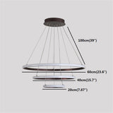 Three Ring Adjustable Modern LED Chandelier Dimmable Black Circle Pendant Light Fixture