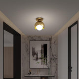 Nordic Copper Globe LED Flush Mount Ceiling Light Fixture 6 Inch Small Globe Lamp