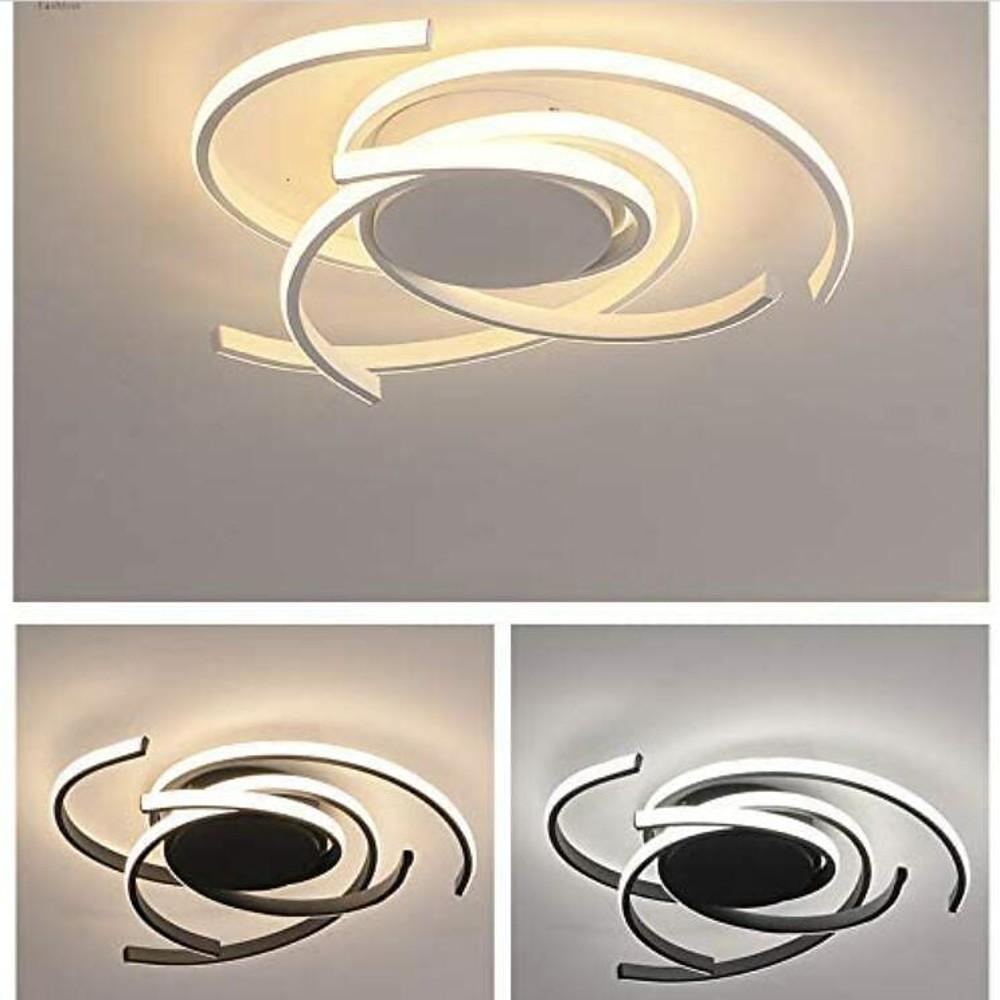 22 Inch Modern Semicircle LED Flush Mount Ceiling Light for Bedroom Artistic Aluminum Fixture