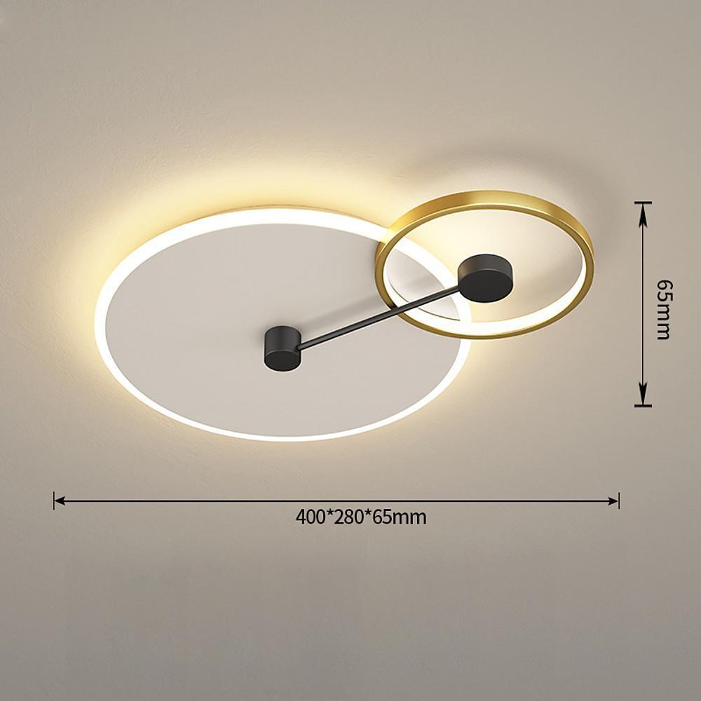 Modern Geometric Circles Dimmable LED Flush Mount Ceiling Light for Bedroom and Living Room Gold Finish