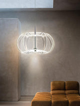 Timothy Modern Oval Acrylic Globe LED Pendant Light Chrome Finish Hanging Ceiling Fixture